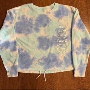 Justice Blue and White Tie-Dye Pullover Y12